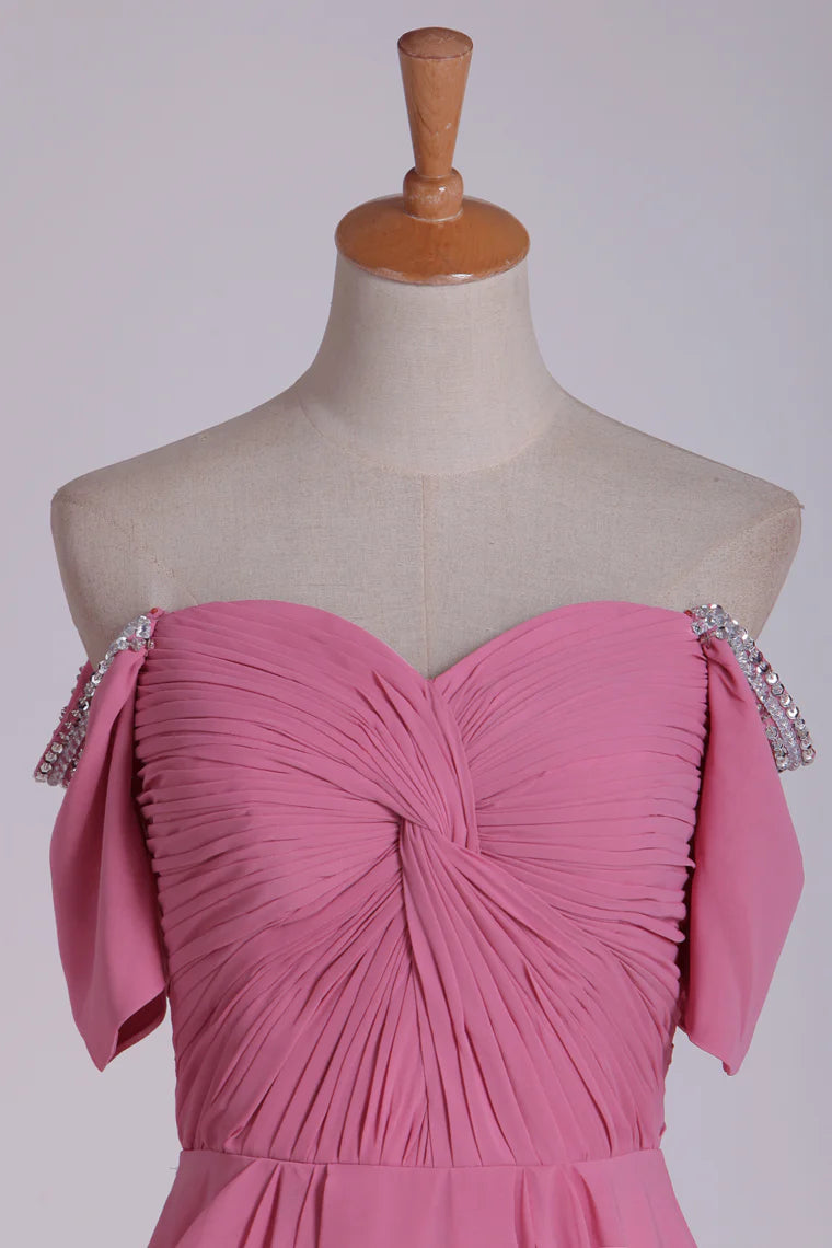 Party Dresses Short Sleeves Ruffled And Beaded Floor Length